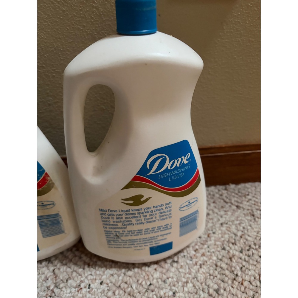 Vintage Dove Dishwashing Liquid Bottles Lot of 2 48oz Famous Dove Mildness Prop - Picture 5 of 8